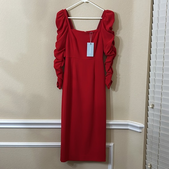 NWT Antonio Melani Francine
Square Neck Long Ruched
Sleeve Dress - Picture 7 of 10